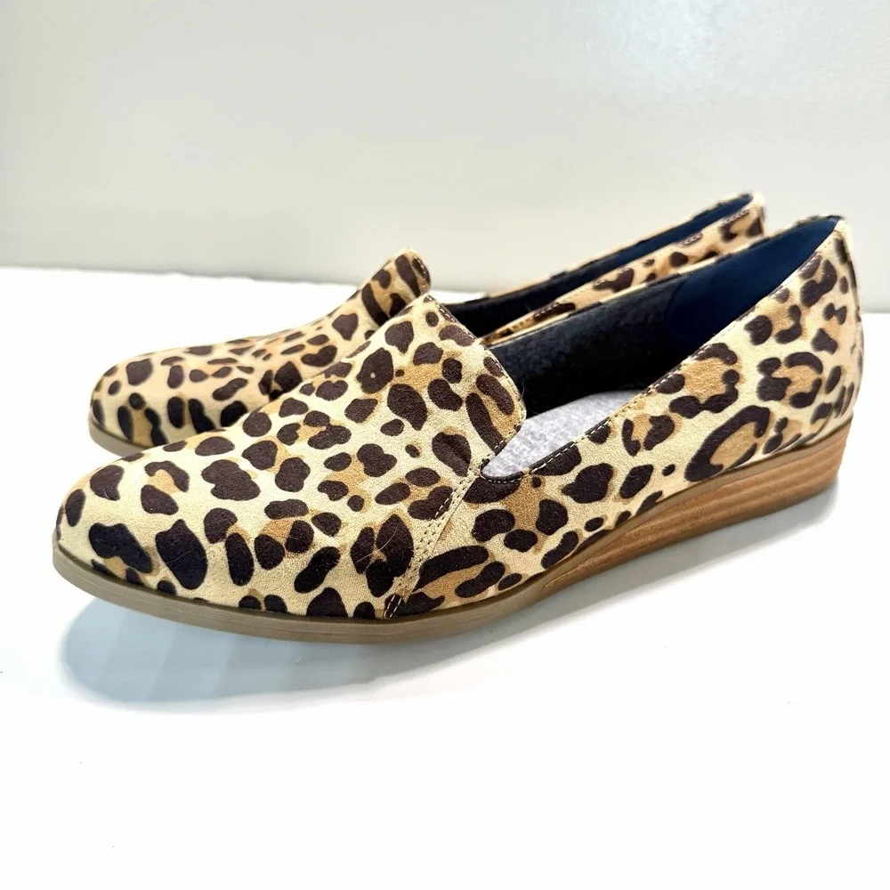 Dr. Scholl's Leopard Print Slip-On Flats in Tan and Black